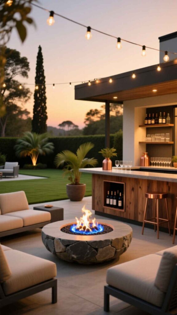Fire Pit Bar Setup