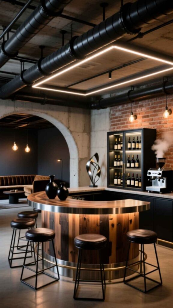 Industrial Basement Bar Design