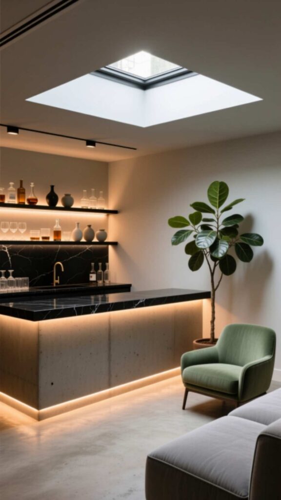 Modern Minimalist Basement Bar