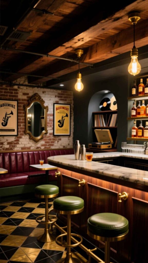 Vintage Basement Bar Design