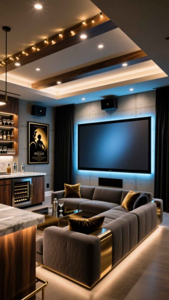 Home Theater and Bar Combo