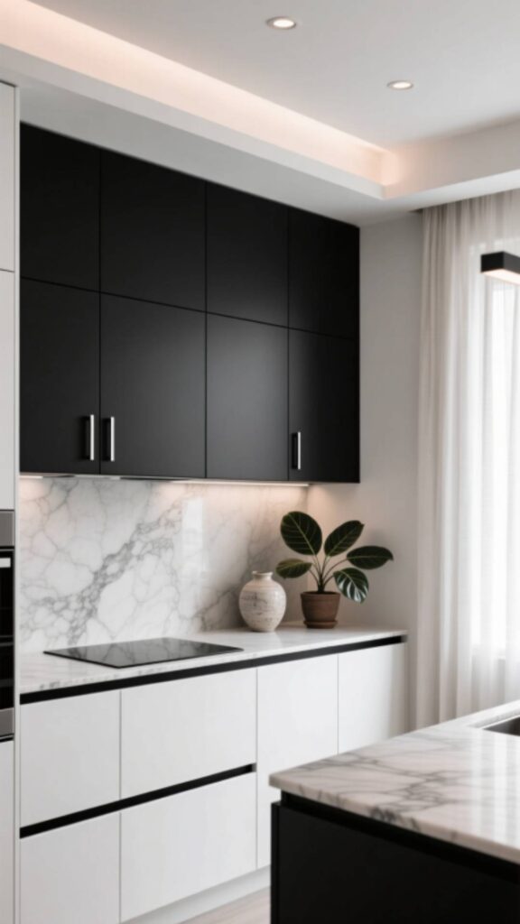Two-Tone Black and White Cabinets