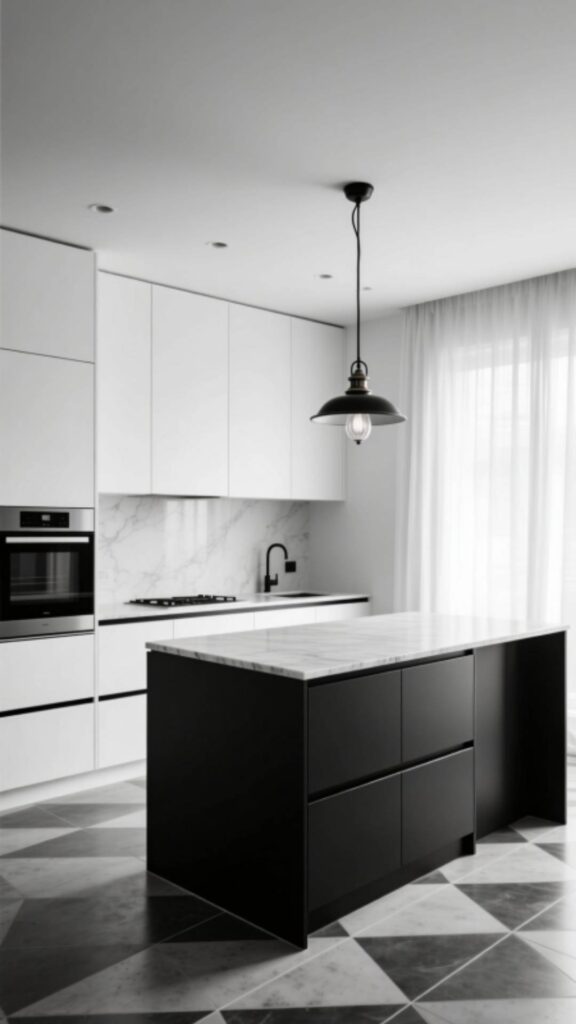 Black and White Minimalist Kitchen Design