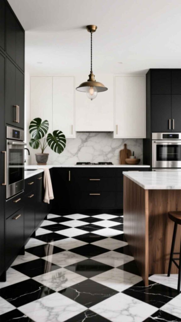 Black and White Checkerboard Floor