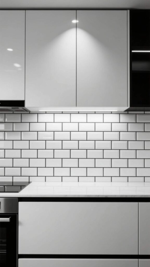 White Subway Tile with Black Grout