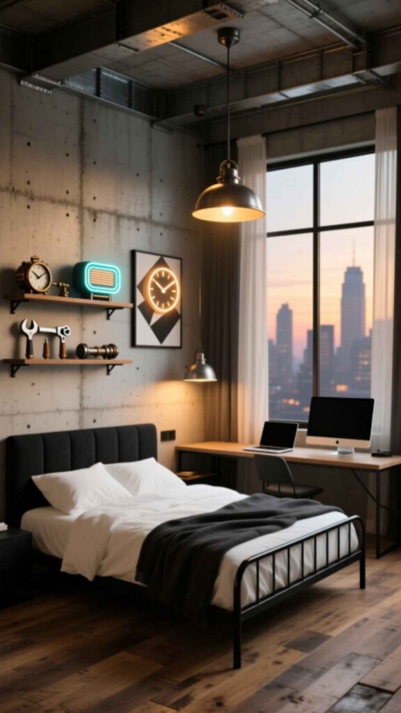 Industrial Style Boys Bedroom