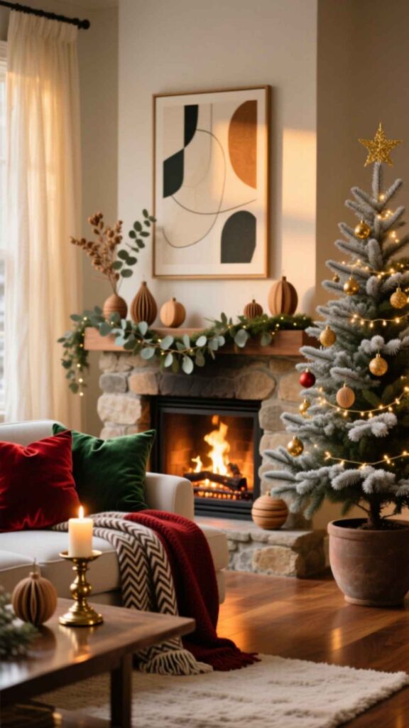 Add a Warm Christmas Fireplace Setup