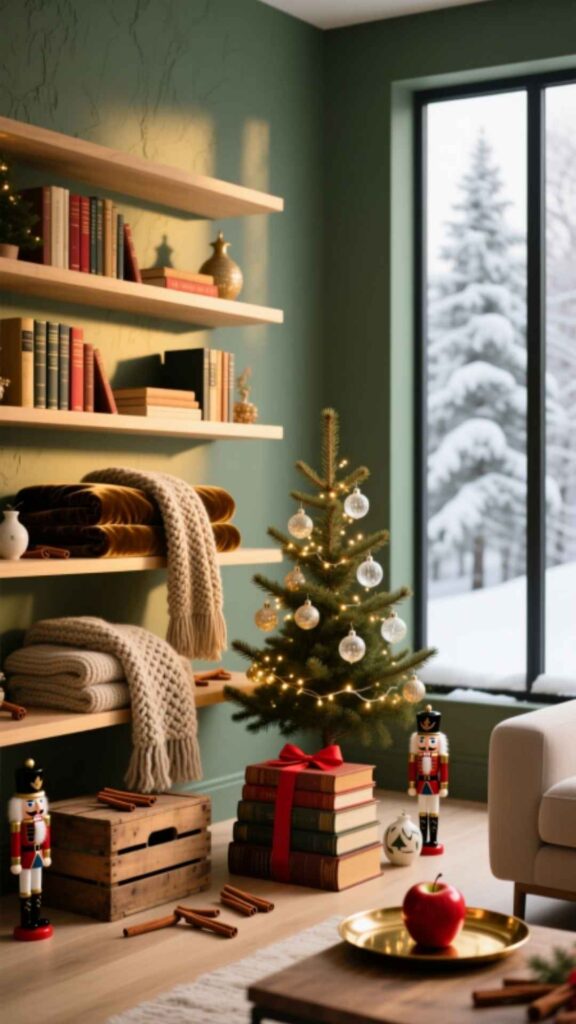 Decorate Your Bookshelves for Christmas