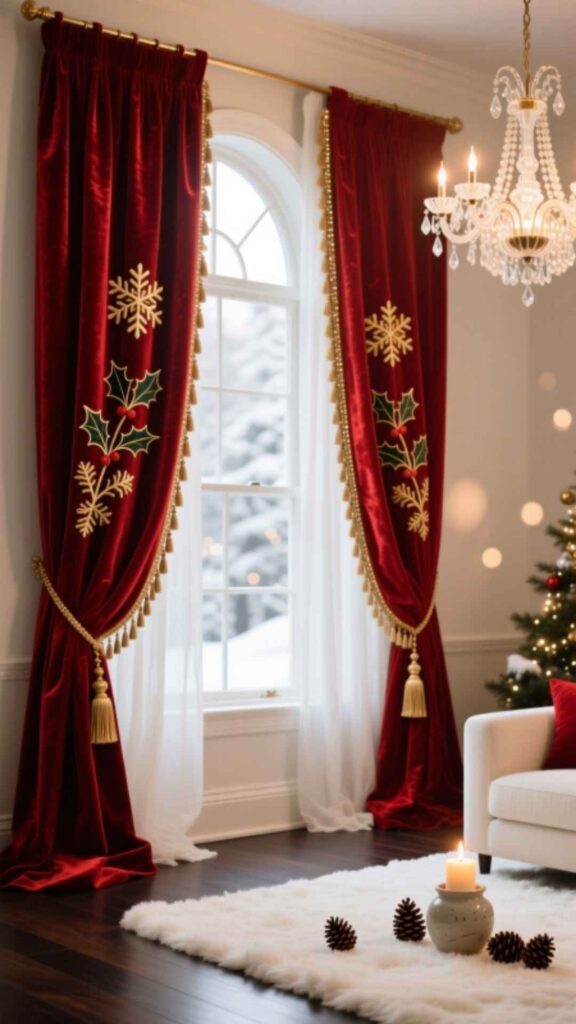 Add Christmas Themed Curtains