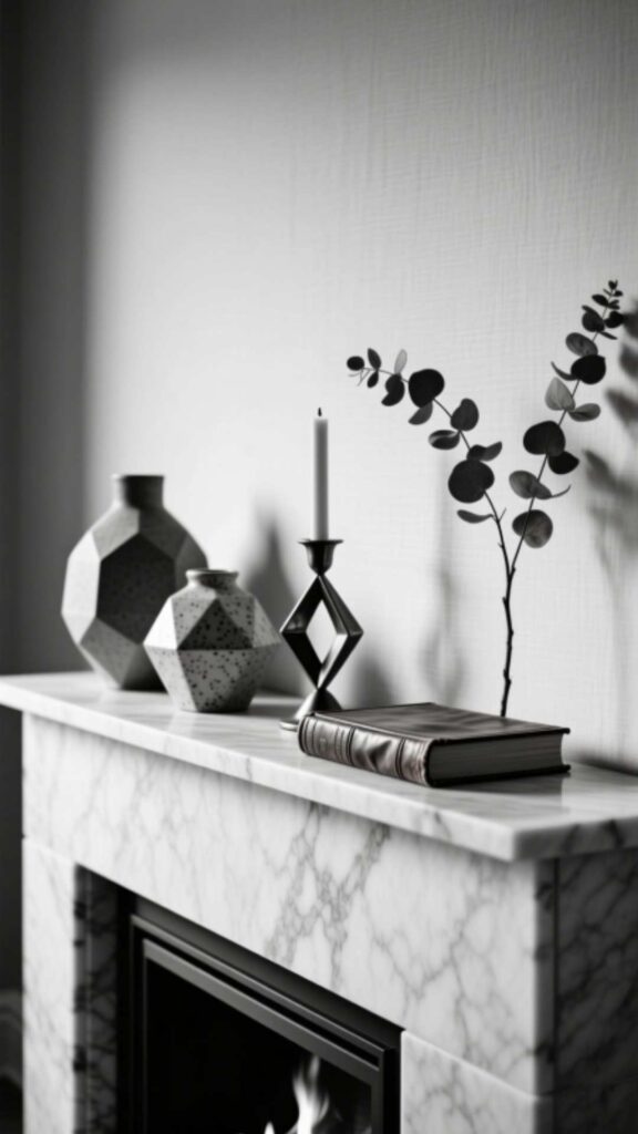 Monochrome Mantel Decor
