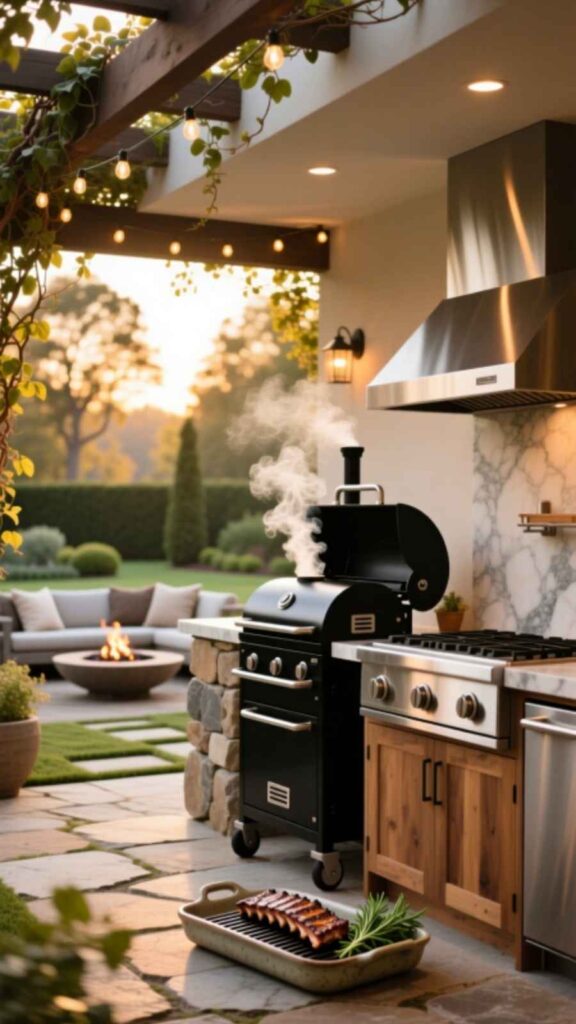 Outdoor Kitchen With Smoker