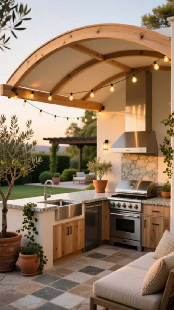 Outdoor Kitchen With Roof Shade