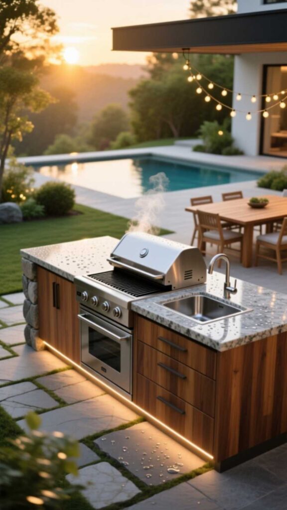 Built-In BBQ Island With Sink