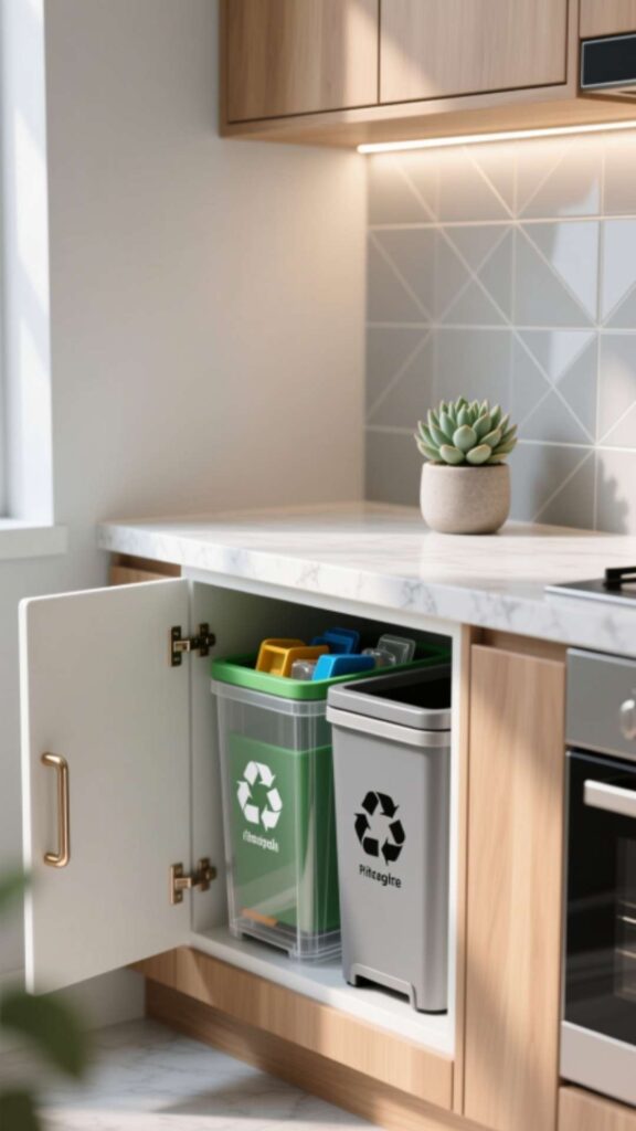 Hidden Trash and Recycling Bins