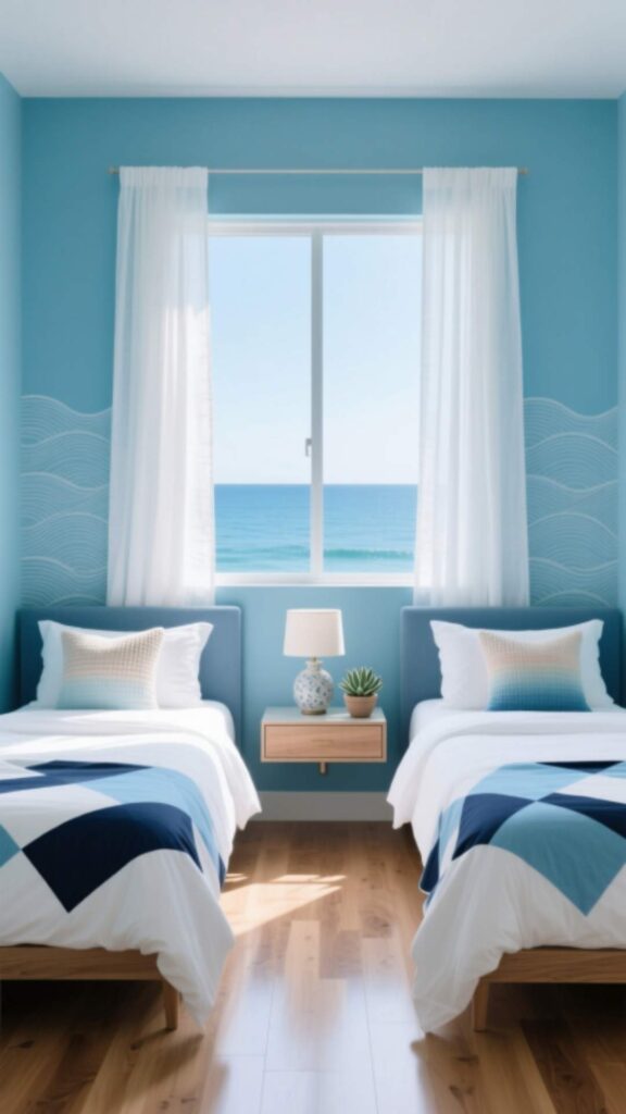 Coastal Blue Twin Bedroom
