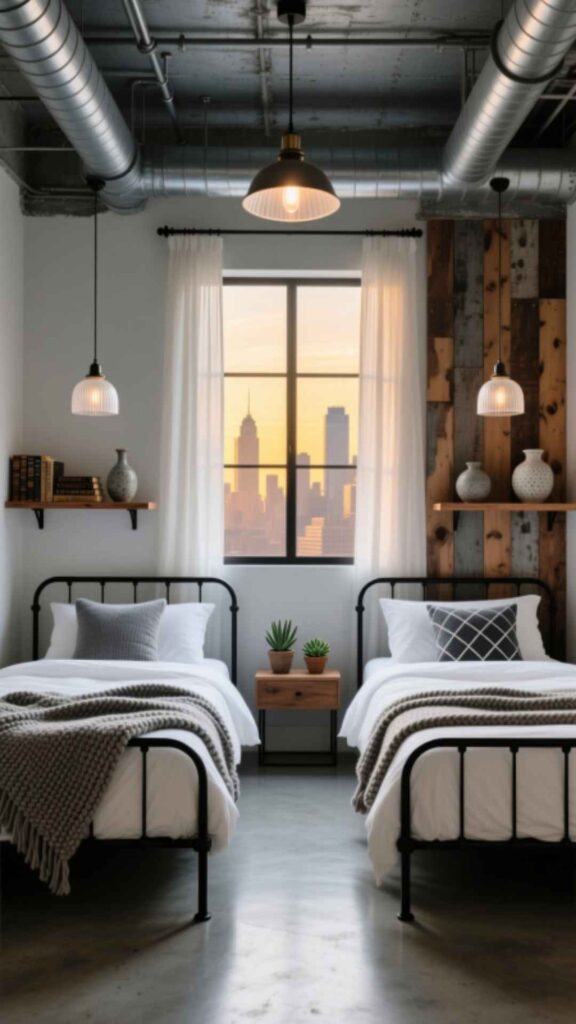 Industrial-Style Twin Bedroom