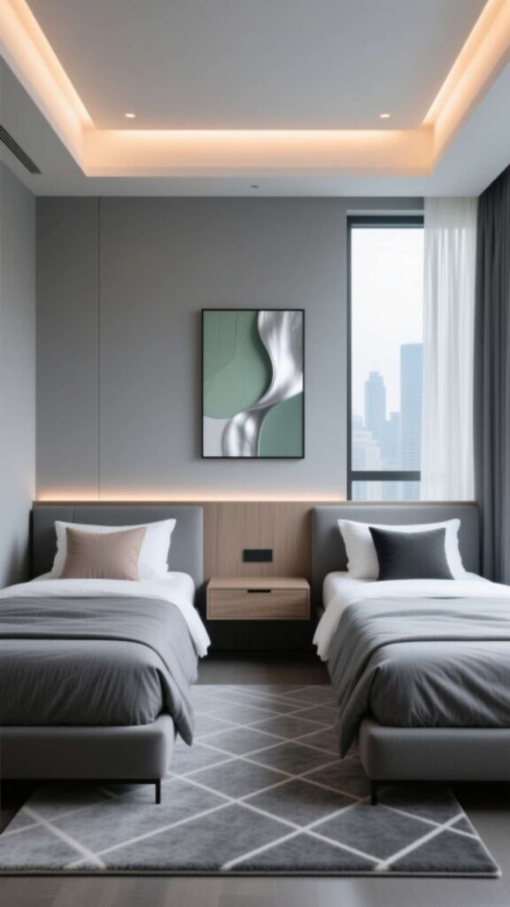 Modern Grey Twin Bedroom