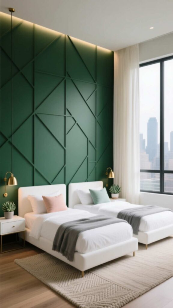 Twin Bedroom with Accent Wall