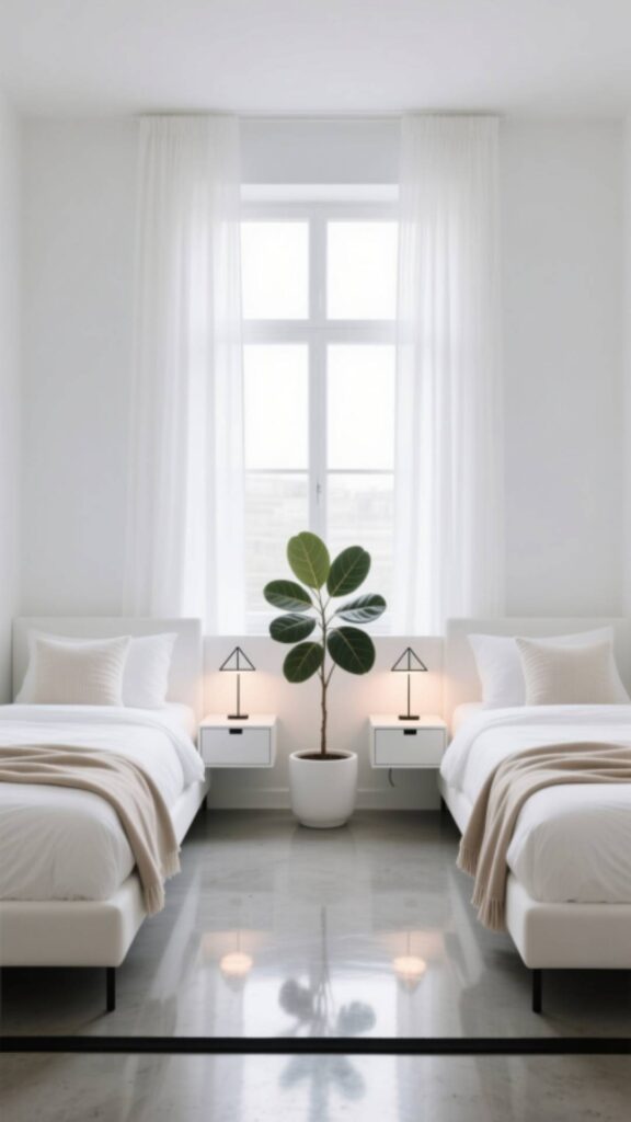 Minimalist White Twin Bedroom