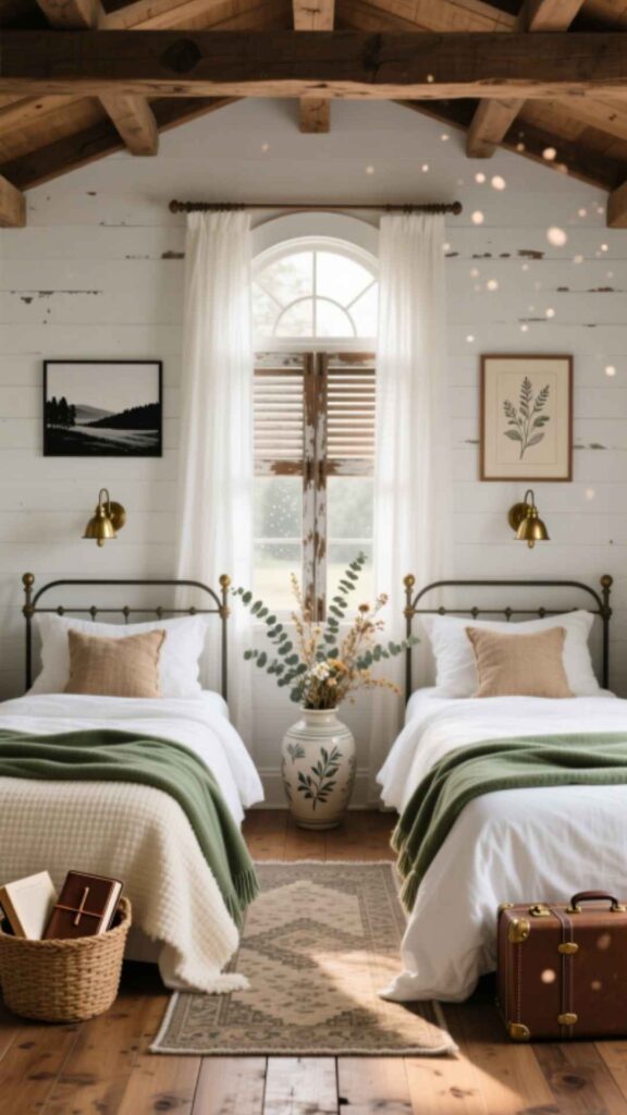 Rustic Farmhouse Twin Bedroom
