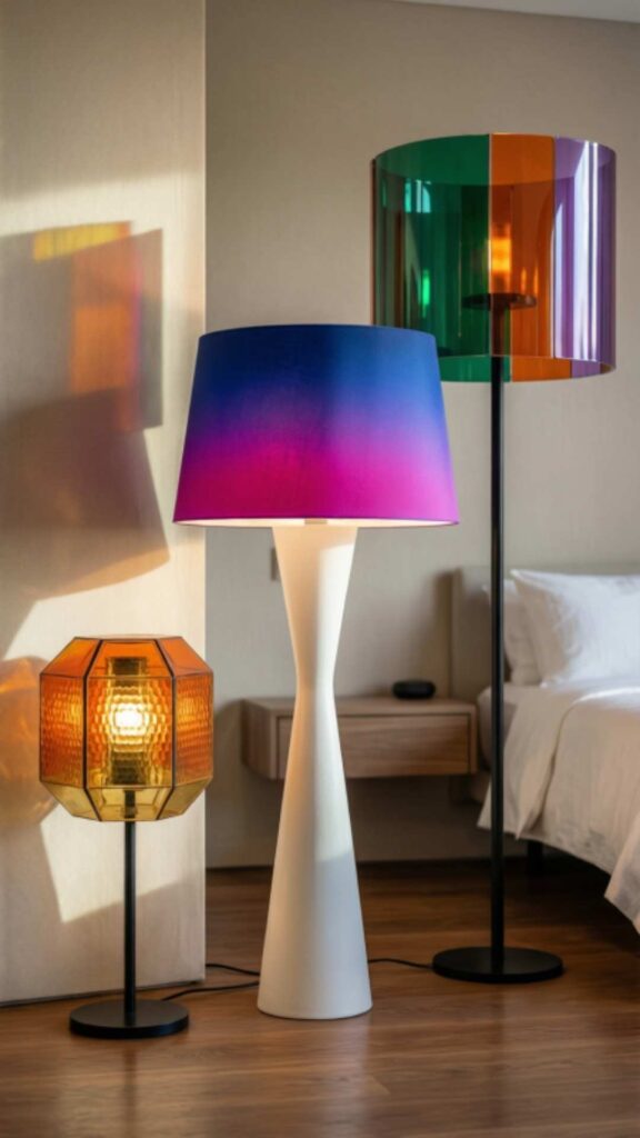 Lamps with Colorful Shades for Visual Interest