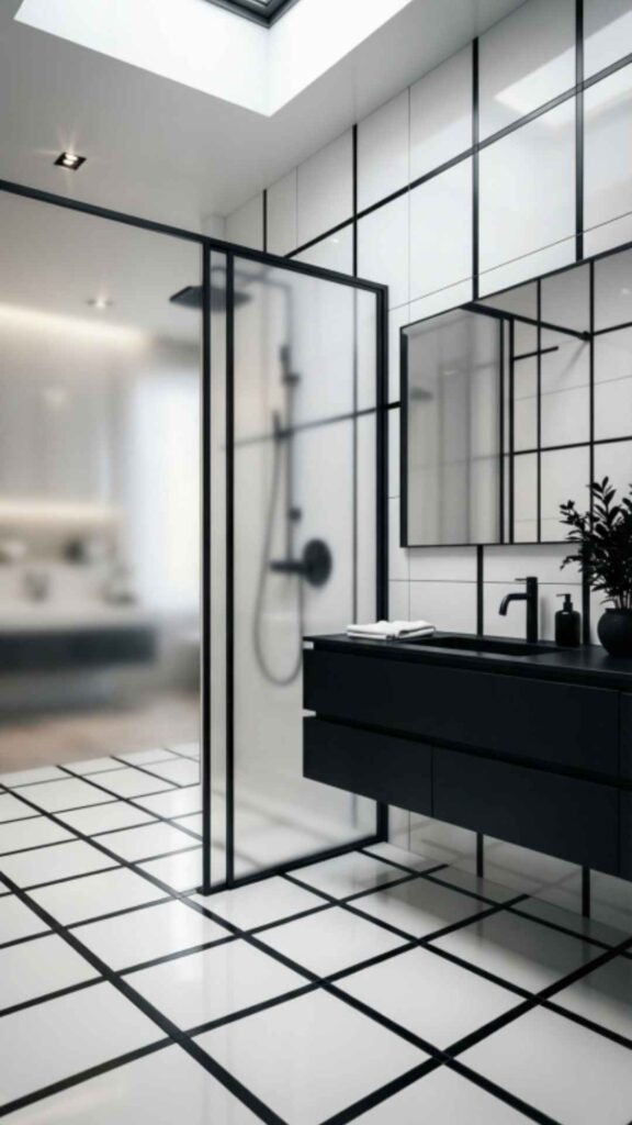 White Tiles with Black Border