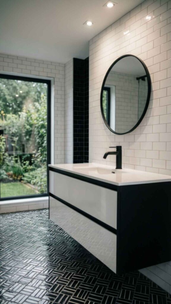 Patterned Black and White Tiles