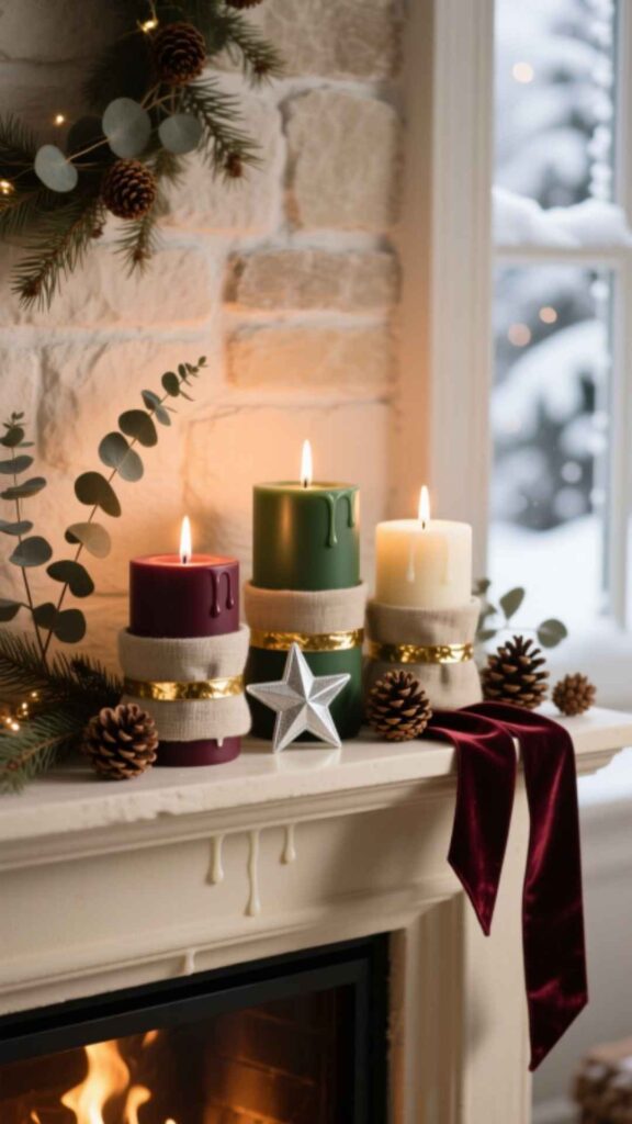 Fireplace Mantel Candle Arrangement