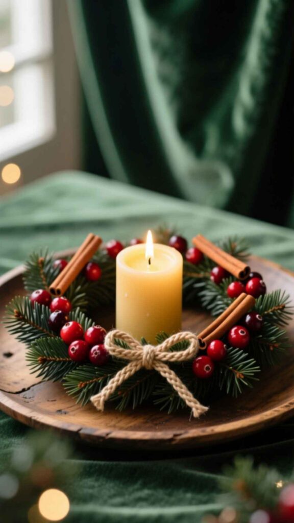 Berry and Pine Candle Rings
