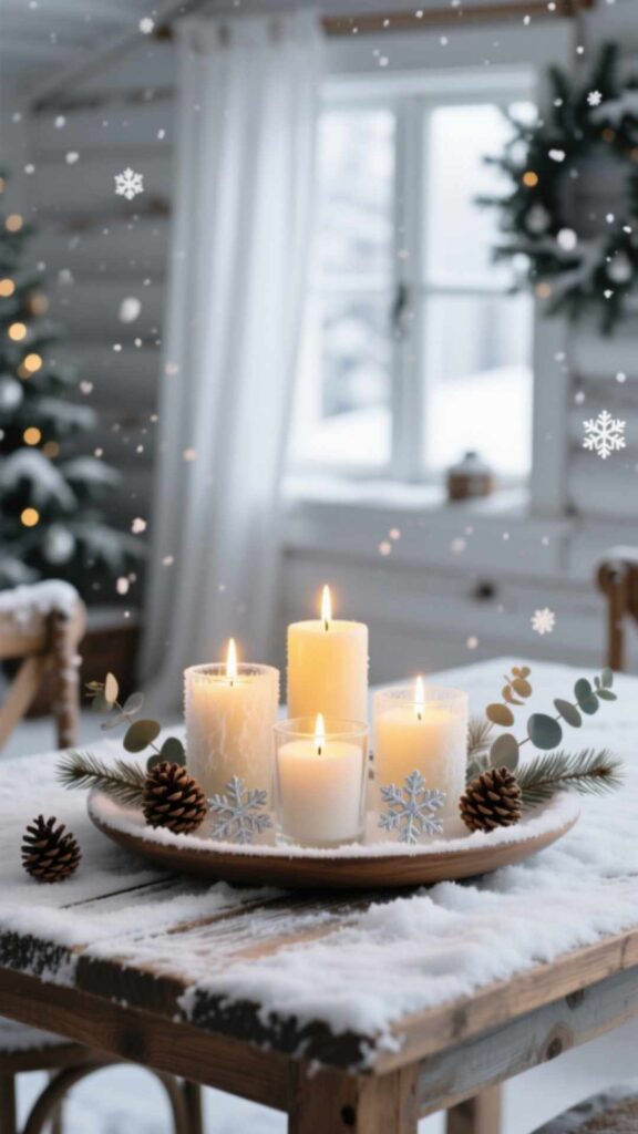 Snowy Christmas Candle Tray