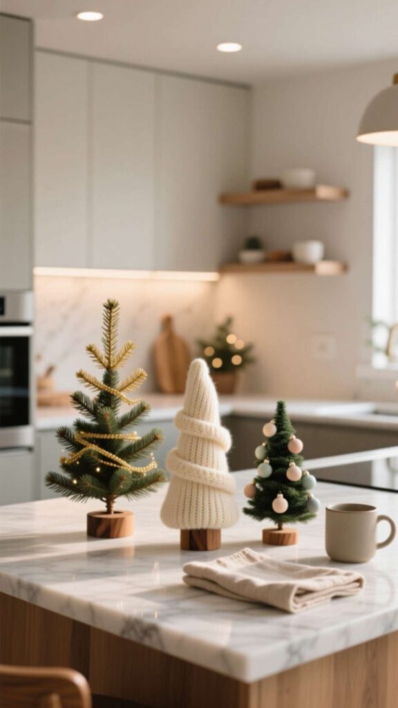 Decorate Countertops with Mini Christmas Trees