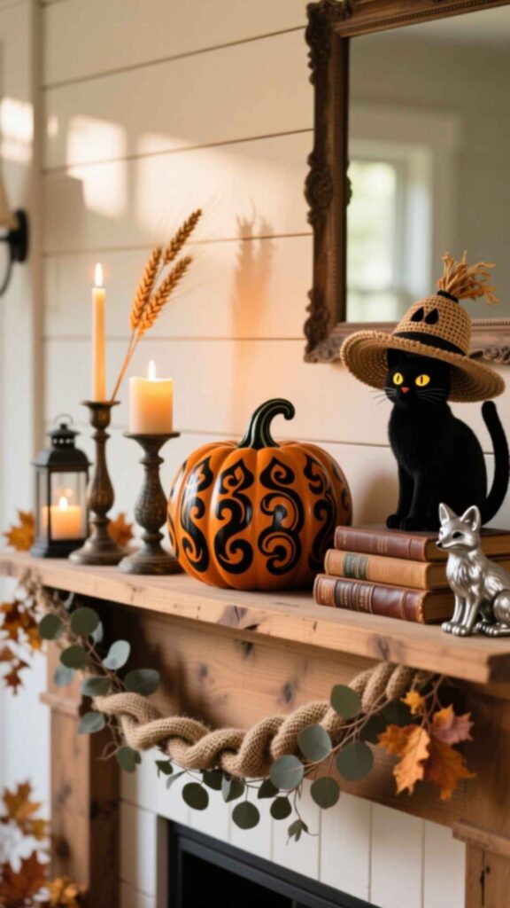 Farmhouse Mantel Halloween Styling