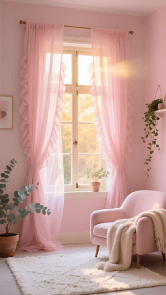 Pink Curtains and Sheer Drapes