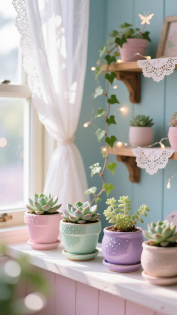 Small Plants & Pastel Pots
