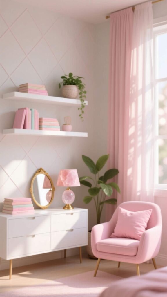 White Furniture with Pink Accents