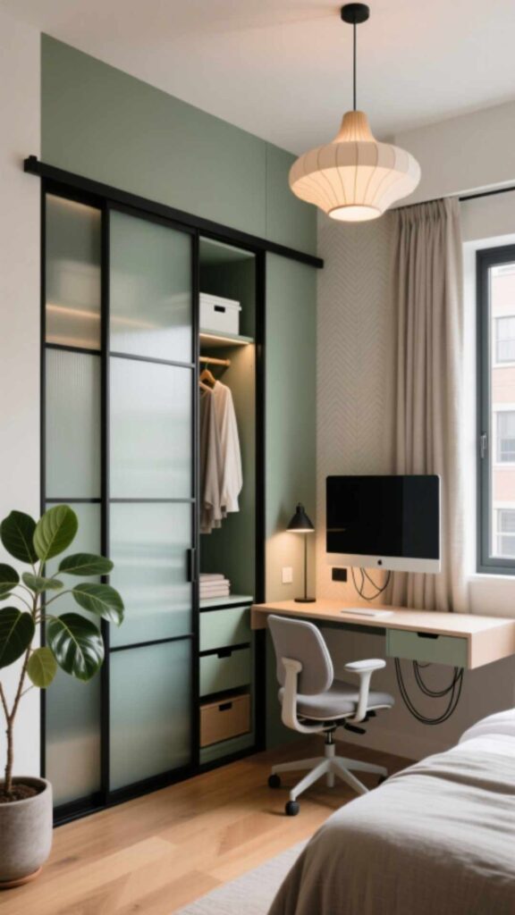 Sliding Door Closet with Office Nook