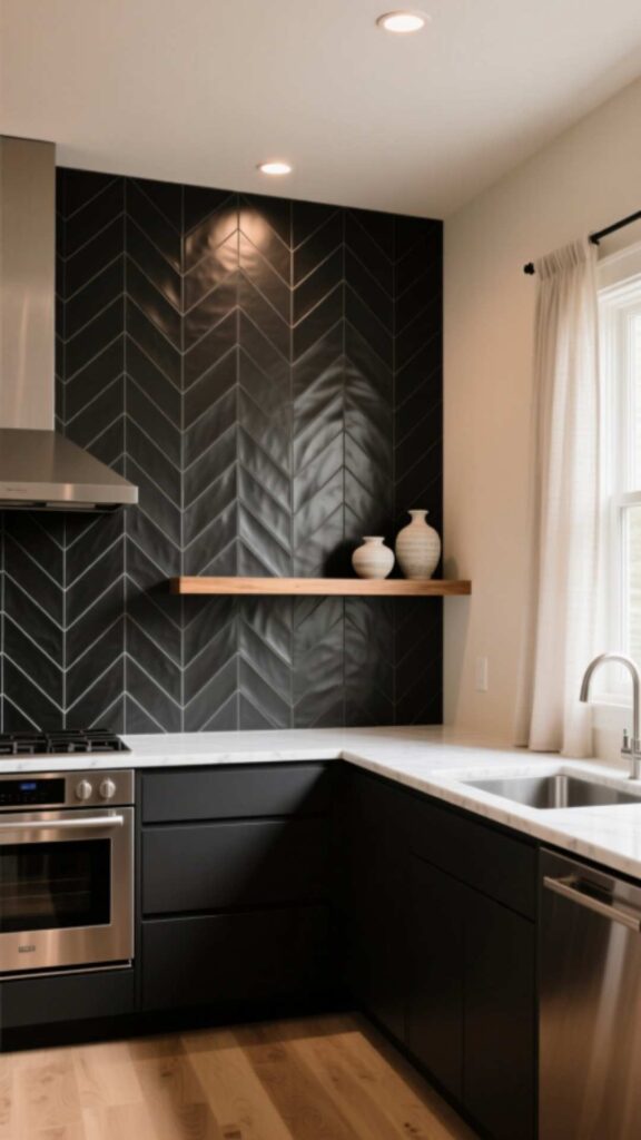 Dark Tile Backsplash
