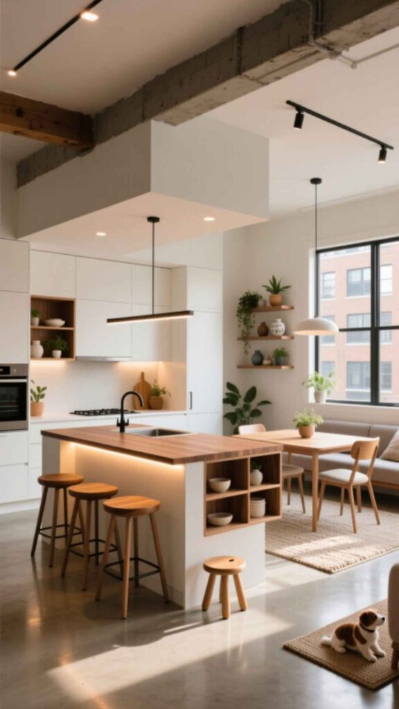 Kitchen Island as a Space-Saving Divider