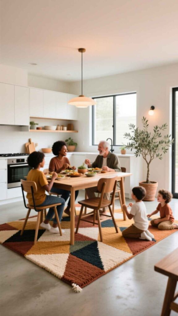 Rugs to Visually Separate the Dining Area
