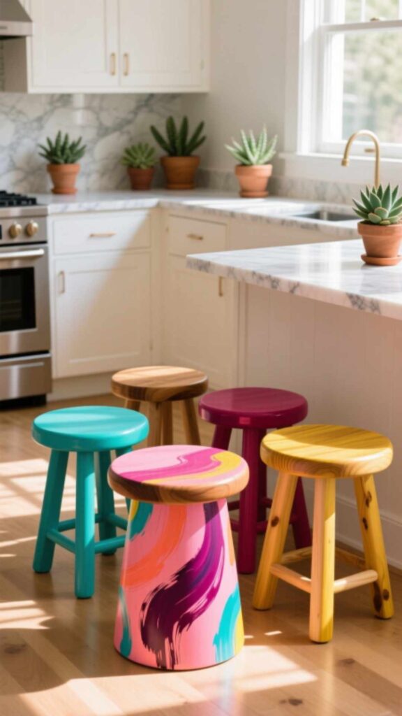 Painted Colorful Stools