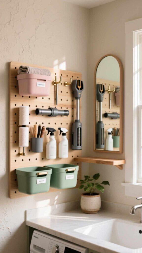 Pegboard Wall for Tools and Supplies