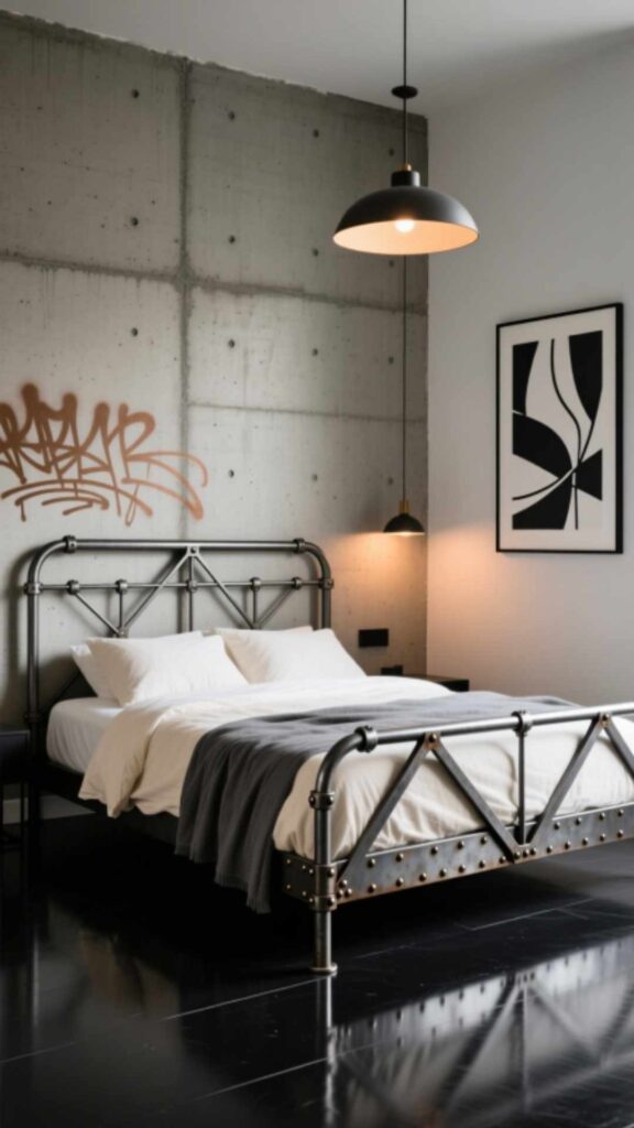 Industrial Metal Bed Frame Look