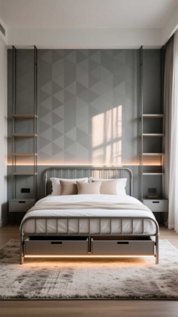 Metal Bed Frame With Storage Solutions