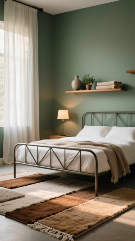 Metal Bed Frame With Soft Rugs