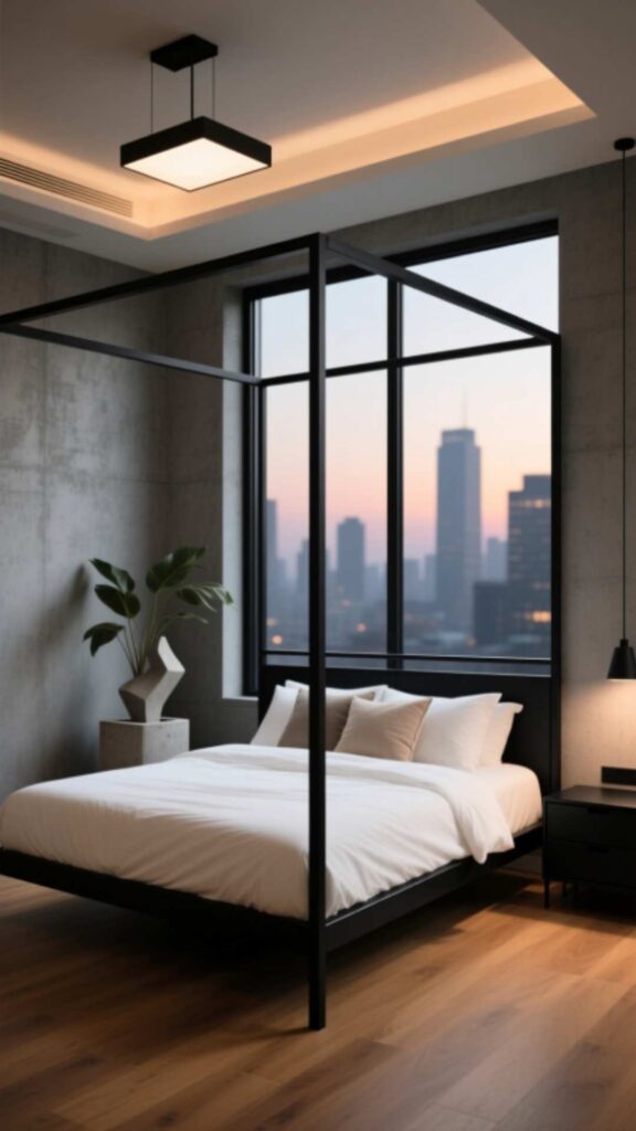 Modern Black Metal Bed Frame