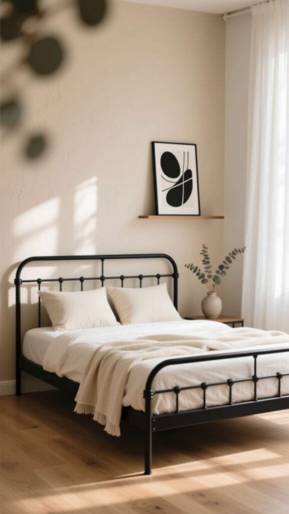 Minimalist Metal Bed Frame Setup