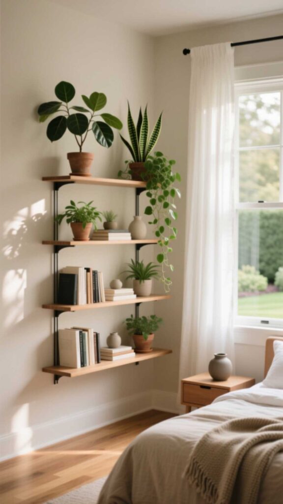 Neutral Bedroom with Natural Greenery