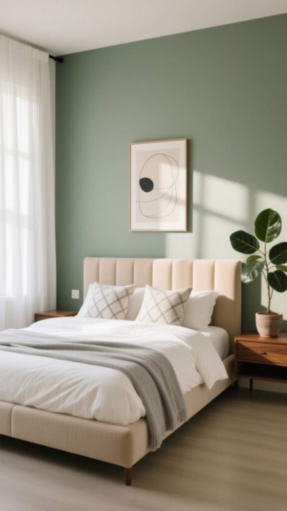 Neutral Bedroom with Upholstered Headboard