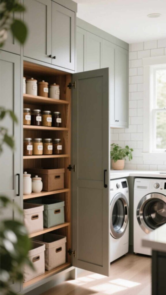 Hidden Pantry Behind Cabinets