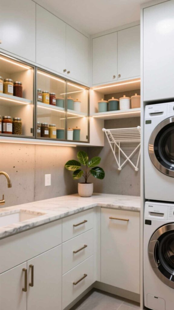 Pantry with LED Lighting